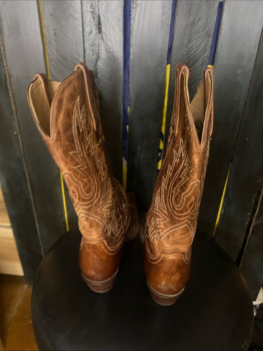 Charlie Horse Classic Brown Leather Cowboy Boots size 7B pointy toe - Picture 4 of 12